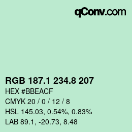 カラーコード: RGB 187.1 234.8 207 | qconv.com