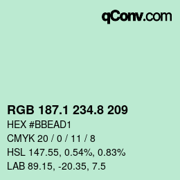 Color code: RGB 187.1 234.8 209 | qconv.com