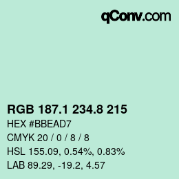 カラーコード: RGB 187.1 234.8 215 | qconv.com