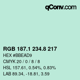 カラーコード: RGB 187.1 234.8 217 | qconv.com