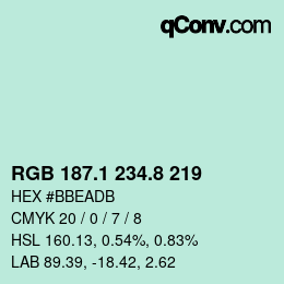 Código de color: RGB 187.1 234.8 219 | qconv.com