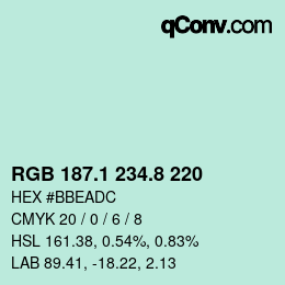 Color code: RGB 187.1 234.8 220 | qconv.com