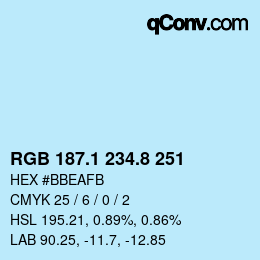 Color code: RGB 187.1 234.8 251 | qconv.com