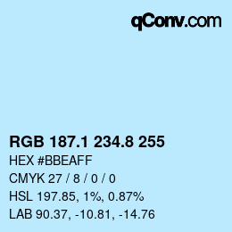 Code couleur: RGB 187.1 234.8 255 | qconv.com