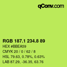 カラーコード: RGB 187.1 234.8 89 | qconv.com