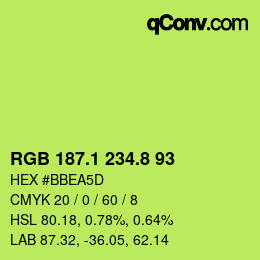 カラーコード: RGB 187.1 234.8 93 | qconv.com