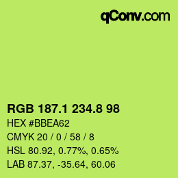 カラーコード: RGB 187.1 234.8 98 | qconv.com