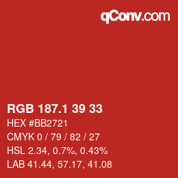 カラーコード: RGB 187.1 39 33 | qconv.com