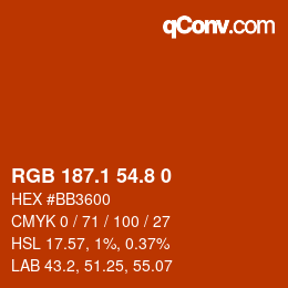 Color code: RGB 187.1 54.8 0 | qconv.com