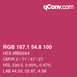 カラーコード: RGB 187.1 54.8 100 | qconv.com
