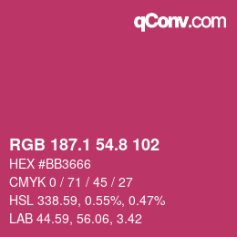 カラーコード: RGB 187.1 54.8 102 | qconv.com