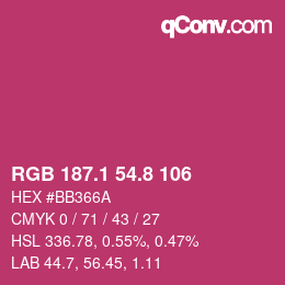 カラーコード: RGB 187.1 54.8 106 | qconv.com