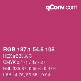 カラーコード: RGB 187.1 54.8 108 | qconv.com