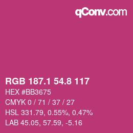 カラーコード: RGB 187.1 54.8 117 | qconv.com