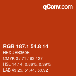 Color code: RGB 187.1 54.8 14 | qconv.com