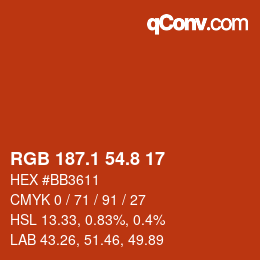 Farbcode: RGB 187.1 54.8 17 | qconv.com