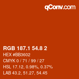 Color code: RGB 187.1 54.8 2 | qconv.com