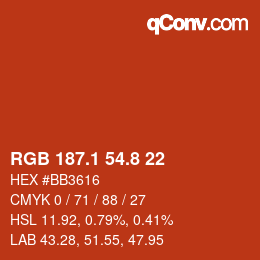 Color code: RGB 187.1 54.8 22 | qconv.com