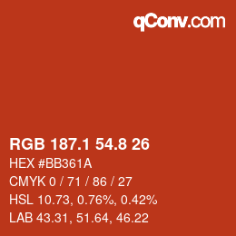 カラーコード: RGB 187.1 54.8 26 | qconv.com