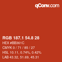 Color code: RGB 187.1 54.8 28 | qconv.com
