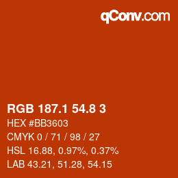 Color code: RGB 187.1 54.8 3 | qconv.com