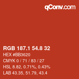 Farbcode: RGB 187.1 54.8 32 | qconv.com