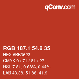 カラーコード: RGB 187.1 54.8 35 | qconv.com
