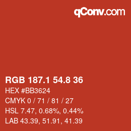 カラーコード: RGB 187.1 54.8 36 | qconv.com
