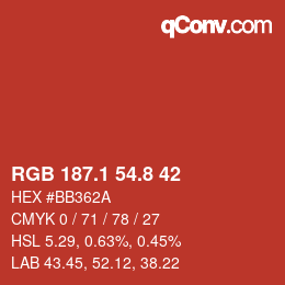 Color code: RGB 187.1 54.8 42 | qconv.com