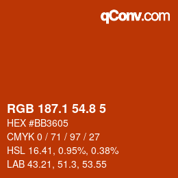 カラーコード: RGB 187.1 54.8 5 | qconv.com