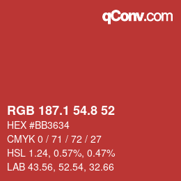 Color code: RGB 187.1 54.8 52 | qconv.com