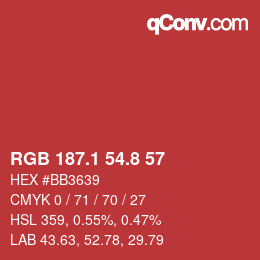 Color code: RGB 187.1 54.8 57 | qconv.com