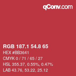 カラーコード: RGB 187.1 54.8 65 | qconv.com