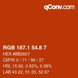 Farbcode: RGB 187.1 54.8 7 | qconv.com