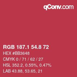 カラーコード: RGB 187.1 54.8 72 | qconv.com