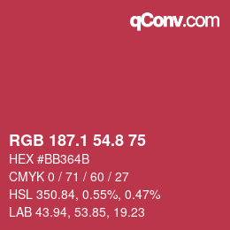 カラーコード: RGB 187.1 54.8 75 | qconv.com