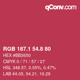 カラーコード: RGB 187.1 54.8 80 | qconv.com