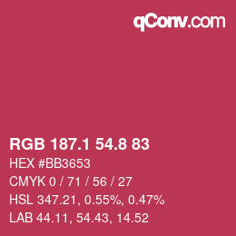 カラーコード: RGB 187.1 54.8 83 | qconv.com