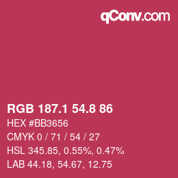 カラーコード: RGB 187.1 54.8 86 | qconv.com
