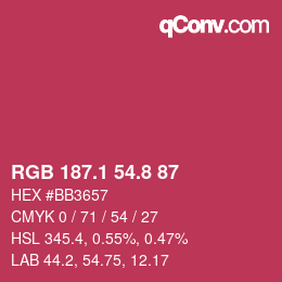 カラーコード: RGB 187.1 54.8 87 | qconv.com