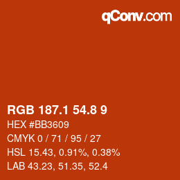 Color code: RGB 187.1 54.8 9 | qconv.com