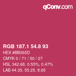 カラーコード: RGB 187.1 54.8 93 | qconv.com