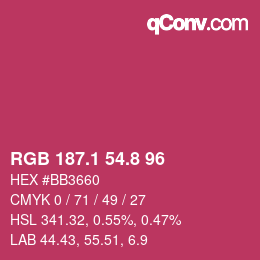 カラーコード: RGB 187.1 54.8 96 | qconv.com
