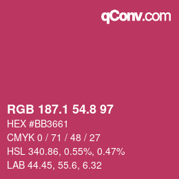カラーコード: RGB 187.1 54.8 97 | qconv.com
