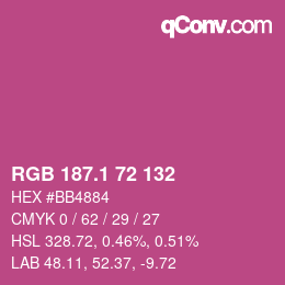 カラーコード: RGB 187.1 72 132 | qconv.com