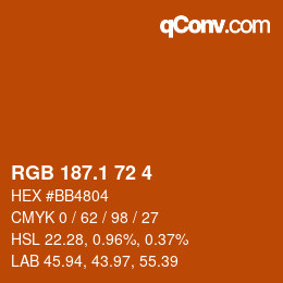 カラーコード: RGB 187.1 72 4 | qconv.com