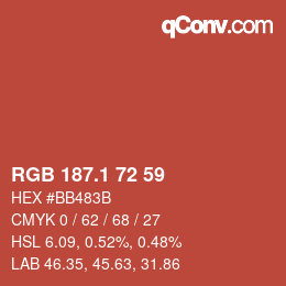 カラーコード: RGB 187.1 72 59 | qconv.com