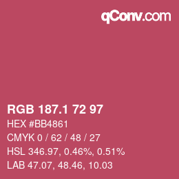 カラーコード: RGB 187.1 72 97 | qconv.com
