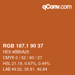 カラーコード: RGB 187.1 90 37 | qconv.com