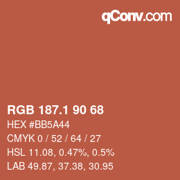 カラーコード: RGB 187.1 90 68 | qconv.com